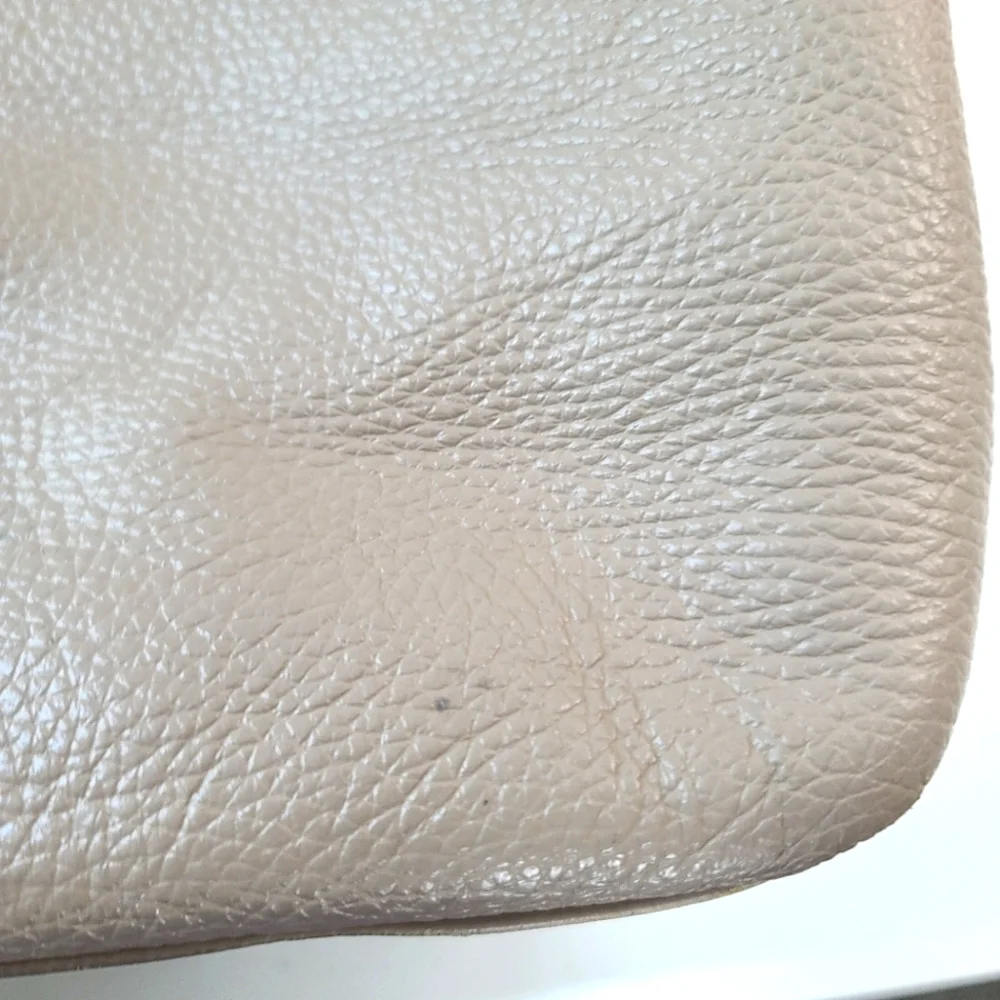 Vintage Furla Pebble Leather Neutral Tote Shoulder Bag